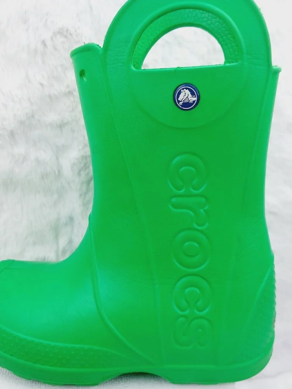 Crocs Boys' Grass Green Handle It Rubber Mid-Calf Outdoor Rain Boots Size J3